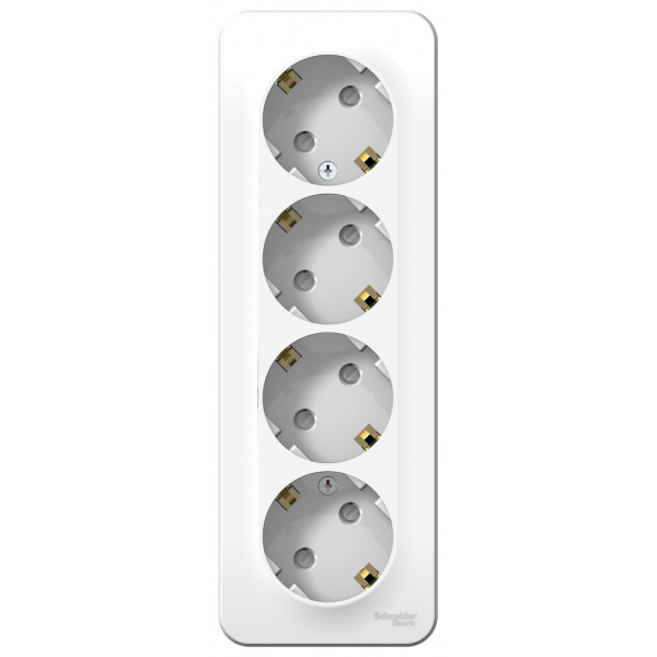 Розетка Schneider Electric BLANCA 4х-мест. заземл.+шторки О/У 16А/250В БЕЛЫЙ