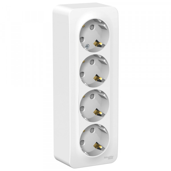 Розетка Schneider Electric BLANCA 4х-мест. заземл.+шторки О/У 16А/250В БЕЛЫЙ