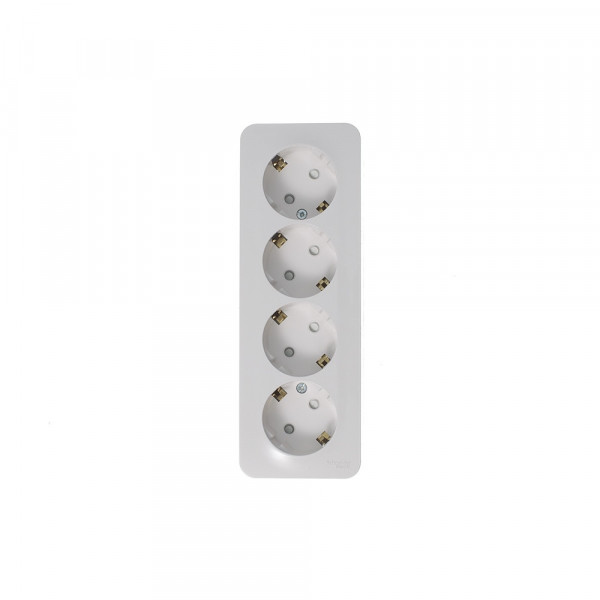 Розетка Schneider Electric BLANCA 4х-мест. заземл.+шторки О/У 16А/250В БЕЛЫЙ