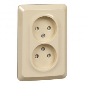 Розетка Schneider Electric ЭТЮД 2х-мест. С/У со шт. 16А/250В КРЕМОВЫЙ