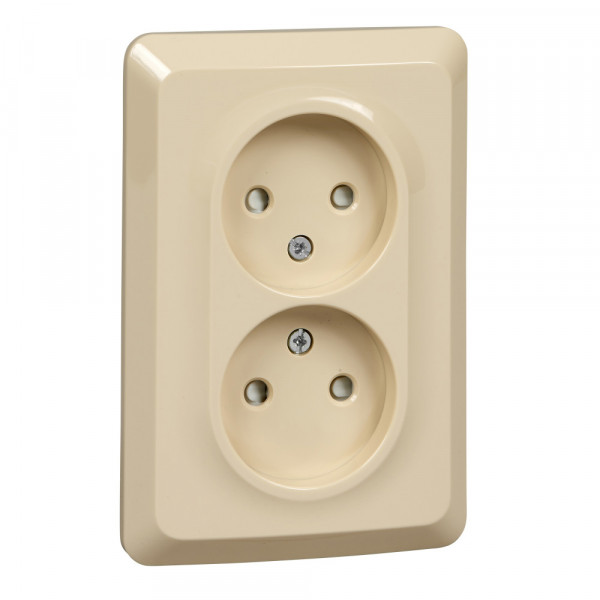 Розетка Schneider Electric ЭТЮД 2х-мест. С/У со шт. 16А/250В КРЕМОВЫЙ