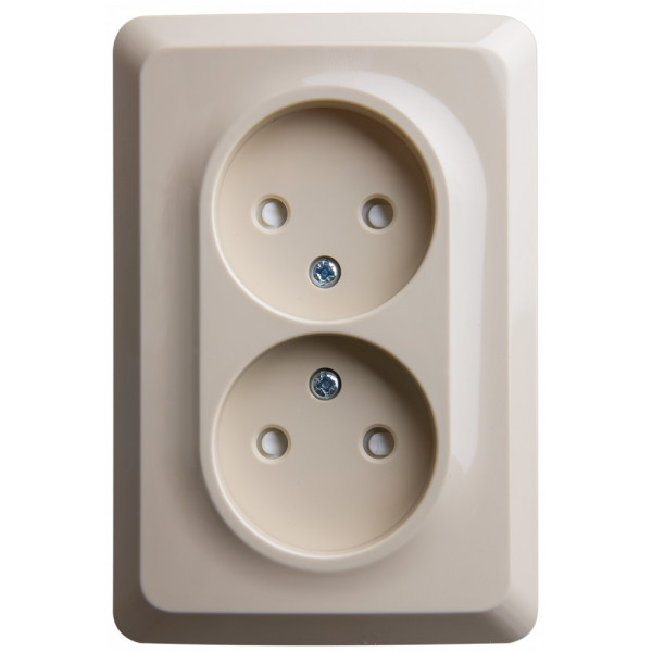 Розетка Schneider Electric ЭТЮД 2х-мест. С/У со шт. 16А/250В КРЕМОВЫЙ