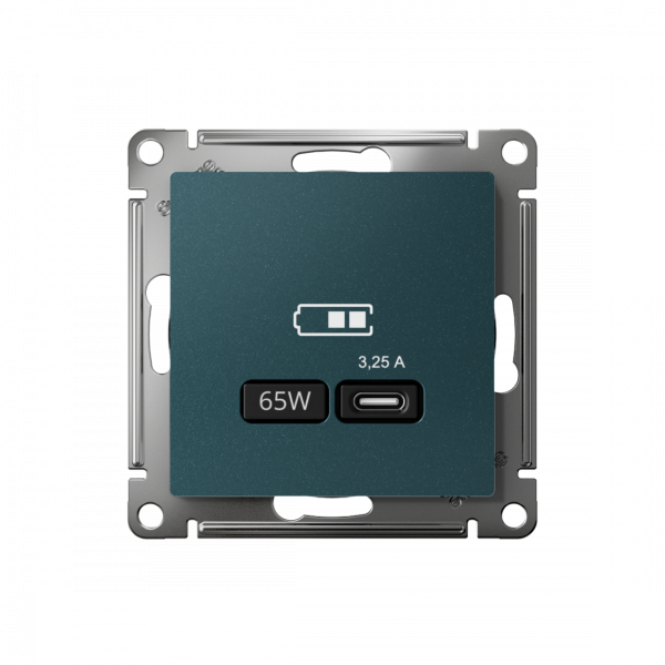 ATLASDESIGN USB РОЗЕТКА тип-С 65Вт высокоскор.заряд. QC, PD, механизм, ИЗУМРУД