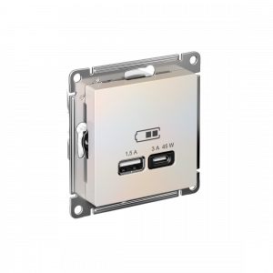ATLASDESIGN USB РОЗЕТКА A + тип-C 45Вт высокоскор.заряд. QC, PD, механизм, ЖЕМЧУГ
