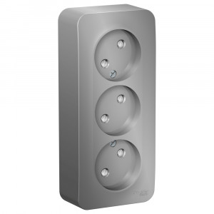 Розетка Schneider Electric BLANCA 3х-мест. О/У со шторками 16А/250В АЛЮМИНИЙ