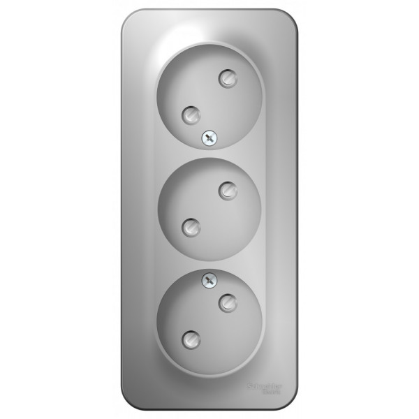 Розетка Schneider Electric BLANCA 3х-мест. О/У со шторками 16А/250В АЛЮМИНИЙ