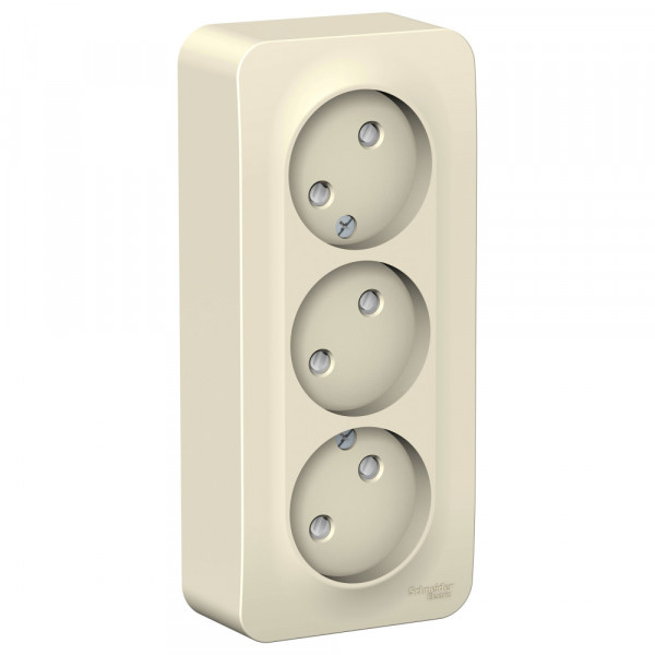 Розетка Schneider Electric BLANCA 3х-мест. О/У со шторками 16А/250В МОЛОЧНЫЙ