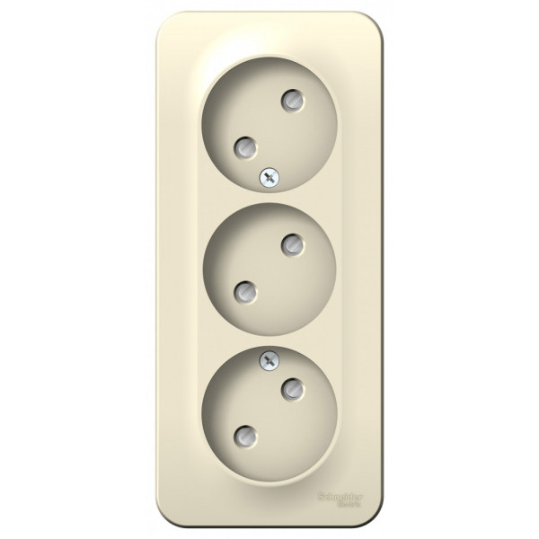 Розетка Schneider Electric BLANCA 3х-мест. О/У со шторками 16А/250В МОЛОЧНЫЙ