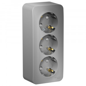 Розетка Schneider Electric BLANCA 3х-мест. заземл.+шторки О/У 16А/250В АЛЮМИНИЙ