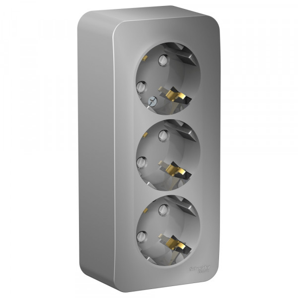 Розетка Schneider Electric BLANCA 3х-мест. заземл.+шторки О/У 16А/250В АЛЮМИНИЙ
