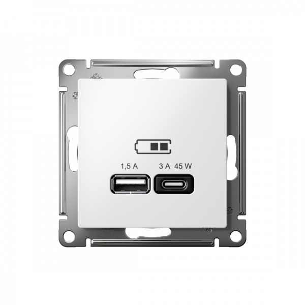 ATLASDESIGN USB РОЗЕТКА A + тип-C 45Вт высокоскор.заряд. QC, PD, механизм, ЛОТОС