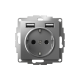 ATLASDESIGN РОЗЕТКА 16А c 2 USB A+A, 5В/2,4А, 2х5В/1,2А, механизм, СТАЛЬ