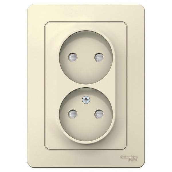 Розетка Schneider Electric BLANCA 2х-мест. со шторками С/У 16А/250В МОЛОЧНЫЙ