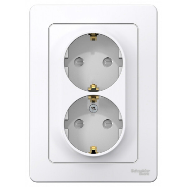 Розетка Schneider Electric BLANCA 2х-мест. заземл.+шторки С/У 16А/250В БЕЛЫЙ