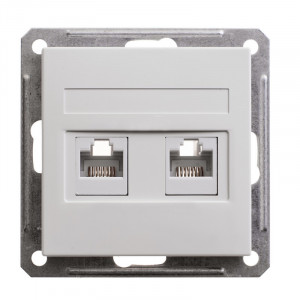 W59 РОЗЕТКА двойная RJ11+RJ45 кат.5e, механизм, БЕЛЫЙ