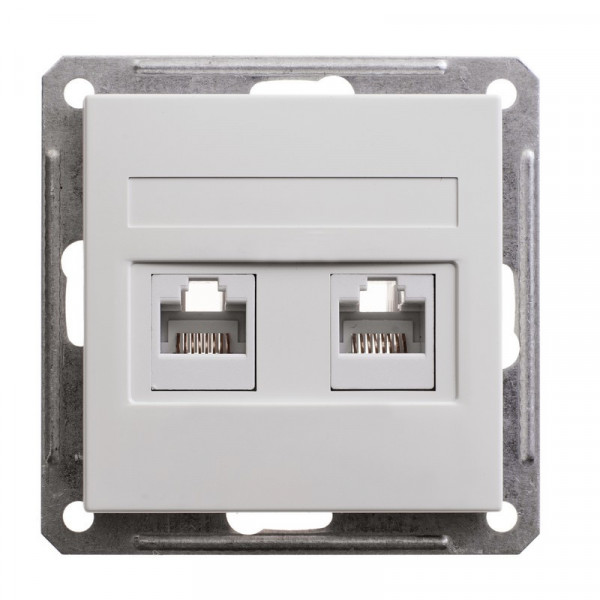 W59 РОЗЕТКА двойная RJ11+RJ45 кат.5e, механизм, БЕЛЫЙ