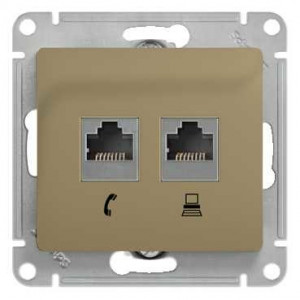 GLOSSA РОЗЕТКА двойная RJ11+RJ45 кат.5e, механизм, ТИТАН