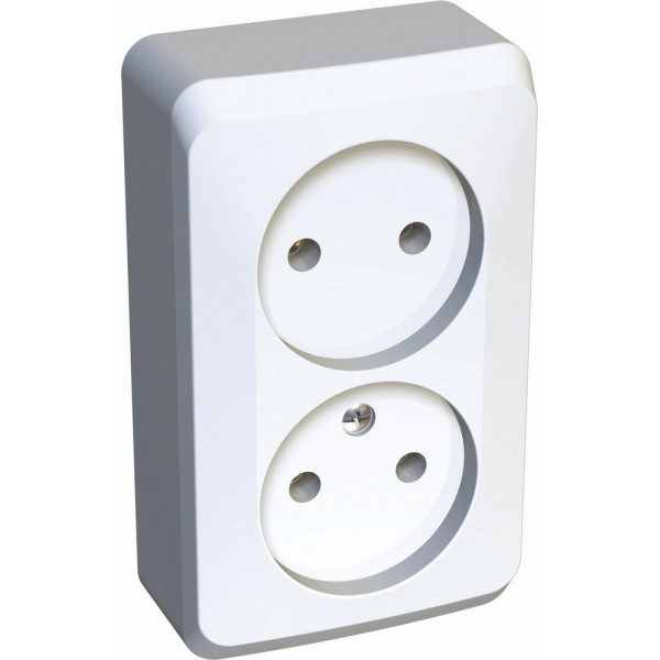Розетка Schneider Electric ЭТЮД 2х-мест. О/У 16А/250В БЕЛЫЙ