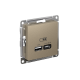 ATLASDESIGN USB РОЗЕТКА A + тип-C 45Вт высокоскор.заряд. QC, PD, механизм, ШАМПАНЬ