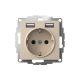 ATLASDESIGN РОЗЕТКА 16А c 2 USB A+A, 5В/2,4А, 2х5В/1,2А, механизм, ПЕСОЧНЫЙ