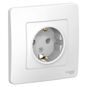 Розетка Schneider Electric BLANCA 1-мест. с заземл. С/У 16А/250В БЕЛЫЙ
