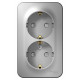 Розетка Schneider Electric BLANCA 2х-мест. заземл.+шторки О/У 16А/250В АЛЮМИНИЙ