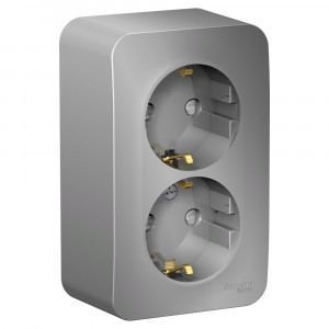 Розетка Schneider Electric BLANCA 2х-мест. заземл.+шторки О/У 16А/250В АЛЮМИНИЙ