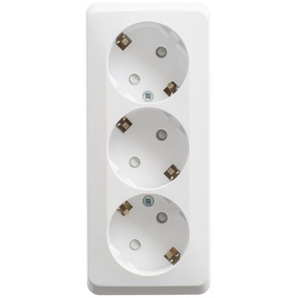 Розетка Schneider Electric ЭТЮД 3х-мест. О/У с заземл. 16А/250В БЕЛЫЙ