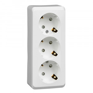 Розетка Schneider Electric ЭТЮД 3х-мест. О/У с заземл. 16А/250В БЕЛЫЙ