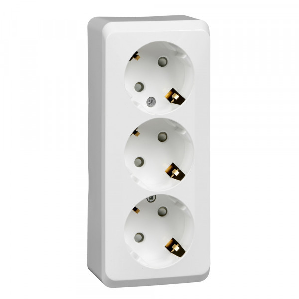 Розетка Schneider Electric ЭТЮД 3х-мест. О/У с заземл. 16А/250В БЕЛЫЙ