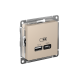 ATLASDESIGN USB РОЗЕТКА А+С, 5В/2,4А, 2х5В/1,2А, механизм, ПЕСОЧНЫЙ