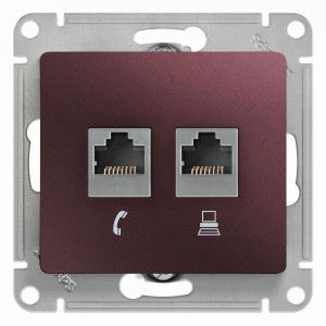 РОЗЕТКА 2-я RJ11+RJ45,кат.5E,БАКЛАЖАН