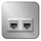 Комп. розетка Schneider Electric BLANCA 2х-мест. RJ45 кат.5e О/У АЛЮМИНИЙ