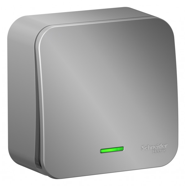 Выключатель Schneider Electric BLANCA 1-клав. с подсветкой О/У 10А/250B АЛЮМИНИЙ