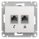 GLOSSA РОЗЕТКА двойная RJ11+RJ45 кат.5e, механизм, БЕЛЫЙ
