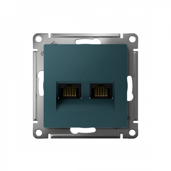 ATLASDESIGN РОЗЕТКА двойная компьютерная RJ45+RJ45 кат. 5e, механизм, ИЗУМРУД