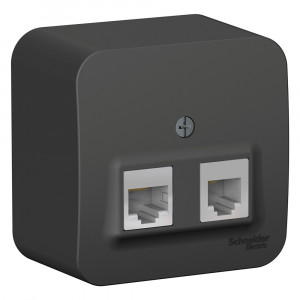 Блок розеток Schneider Electric BLANCA комп. RJ45 + телеф. RJ11 О/У АНТРАЦИТ