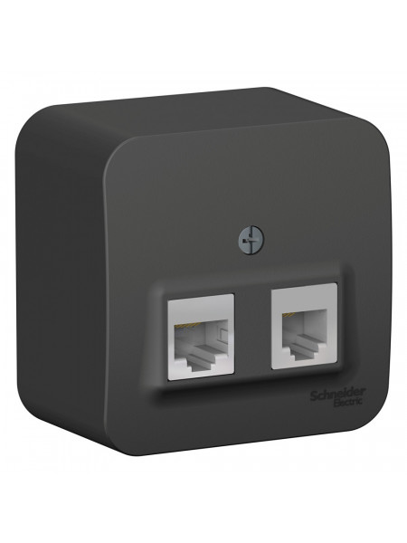 Блок розеток Schneider Electric BLANCA комп. RJ45 + телеф. RJ11 О/У АНТРАЦИТ