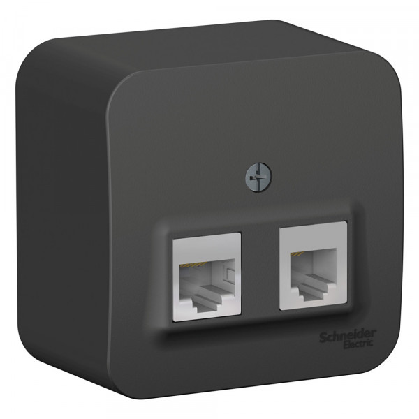 Блок розеток Schneider Electric BLANCA комп. RJ45 + телеф. RJ11 О/У АНТРАЦИТ