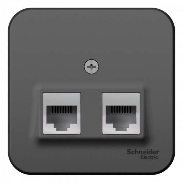 Блок розеток Schneider Electric BLANCA комп. RJ45 + телеф. RJ11 О/У АНТРАЦИТ