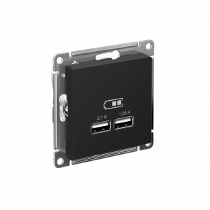 ATLASDESIGN USB РОЗЕТКА A+A, 5В/2,1А, 2х5В/1,05А, механизм, КАРБОН
