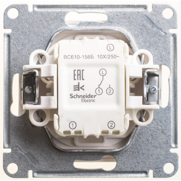 W59 AQUA 1-клавишный ПЕРЕКЛЮЧАТЕЛЬ, IP44, сх.6, 10АХ, механизм, БЕЛЫЙ