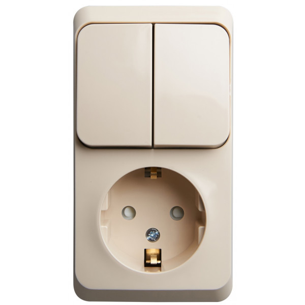 Блок Schneider Electric ЭТЮД розетка/2х-клав. выкл. О/У 16А/10A 250В КРЕМОВЫЙ