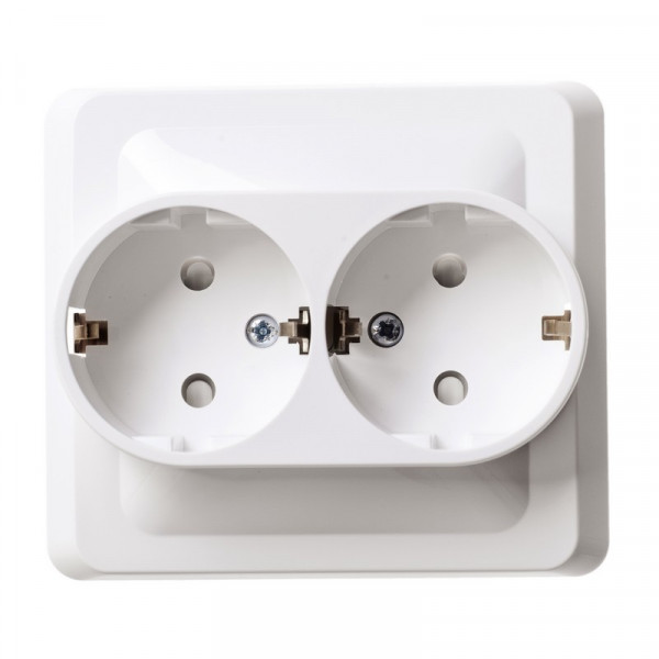 Розетка Schneider Electric ЭТЮД 2х-мест. С/У с заземл. 16А/250В БЕЛЫЙ