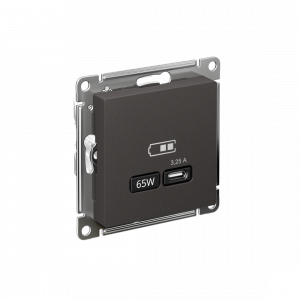 ATLASDESIGN USB РОЗЕТКА тип-С 65Вт высокоскор.заряд. QC, PD, механизм, БАЗАЛЬТ