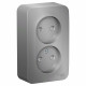 Розетка Schneider Electric BLANCA 2х-мест. О/У со шторками. 16А/250В АЛЮМИНИЙ