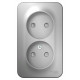 Розетка Schneider Electric BLANCA 2х-мест. О/У со шторками. 16А/250В АЛЮМИНИЙ