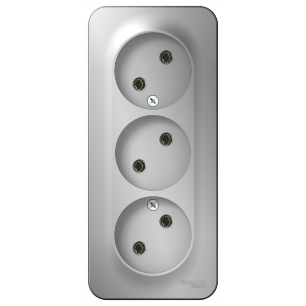 Розетка Schneider Electric BLANCA 3х-мест. О/У 16А/250В АЛЮМИНИЙ