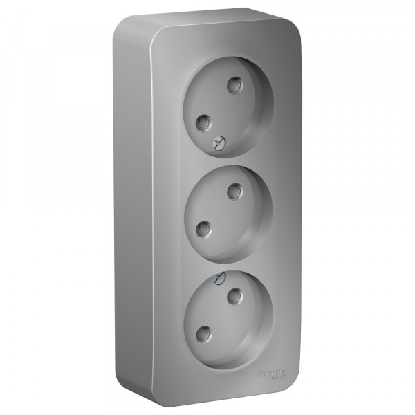 Розетка Schneider Electric BLANCA 3х-мест. О/У 16А/250В АЛЮМИНИЙ