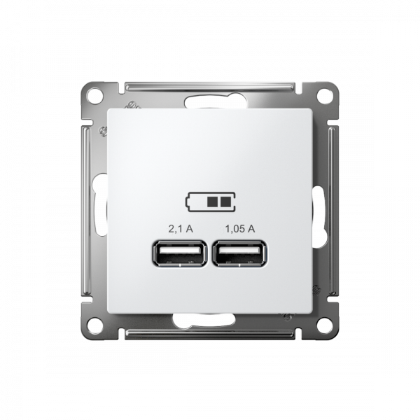 ATLASDESIGN USB РОЗЕТКА A+A, 5В/2,1А, 2х5В/1,05А, механизм, ЛОТОС